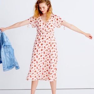 Madewell Floral Midi Dress with tie sleeves